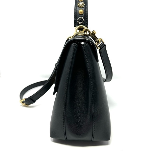 Dolce & Gabbana Lucia Black Leather Satchel – Studded Handle, Crossbody - Picture 3 of 15